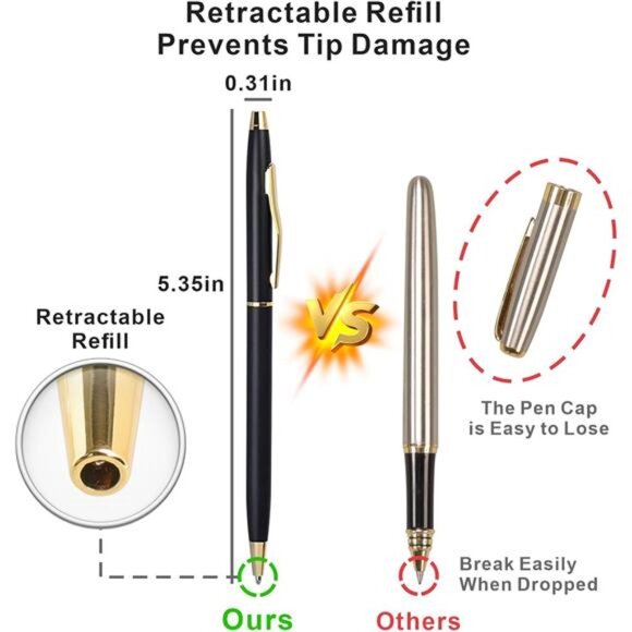 Black Pens Ballpoint Pens Black Ink Bulk Pens Point Smooth Writing Office Pens - Picture 5 of 7